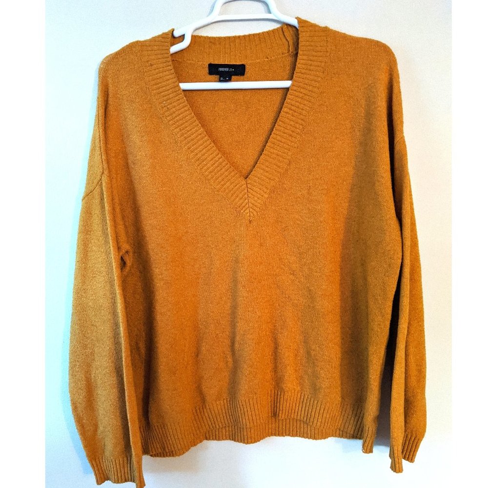 LAST CHANCE Forever 21+  Orange V-Neck Sweater